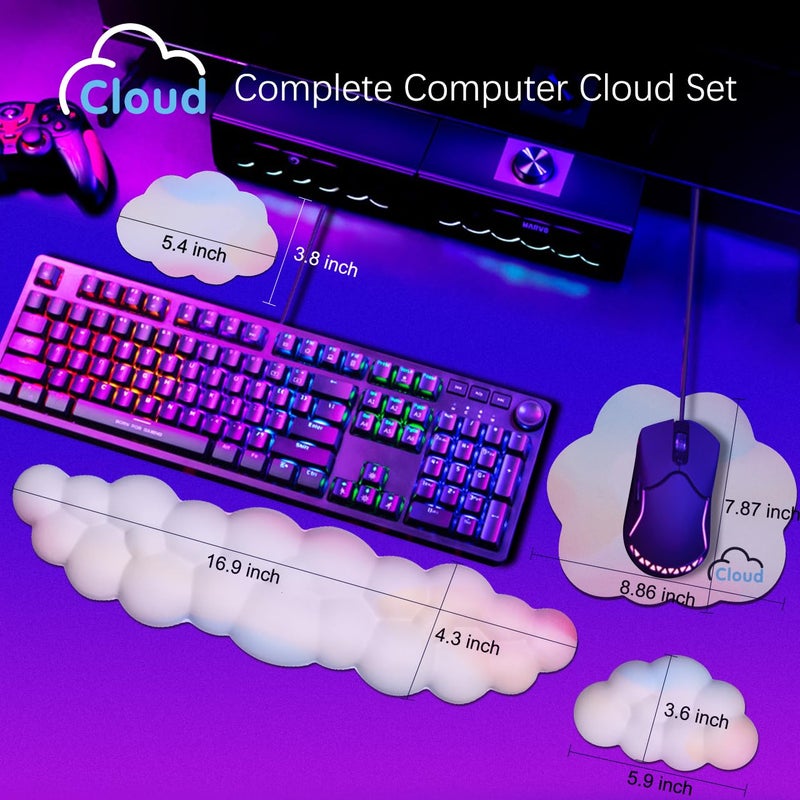 Yamjug Cloud Wrist Rest Keyboard Palm Rest with Non-Slip Base for Computer Gaming Wrist Rest, YAMJUG Cloud Arm Rest Keyboard Wrist Pad Rainbow - Image 4