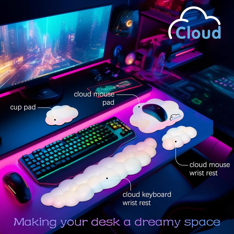 Yamjug Cloud Wrist Rest Keyboard Palm Rest with Non-Slip Base for Computer Gaming Wrist Rest, YAMJUG Cloud Arm Rest Keyboard Wrist Pad Rainbow - Image 2