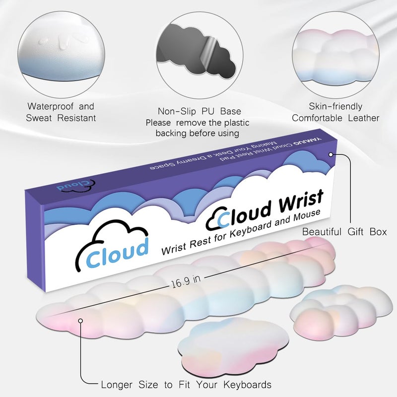 Yamjug Cloud Wrist Rest Keyboard Palm Rest with Non-Slip Base for Computer Gaming Wrist Rest, YAMJUG Cloud Arm Rest Keyboard Wrist Pad Rainbow - Image 5