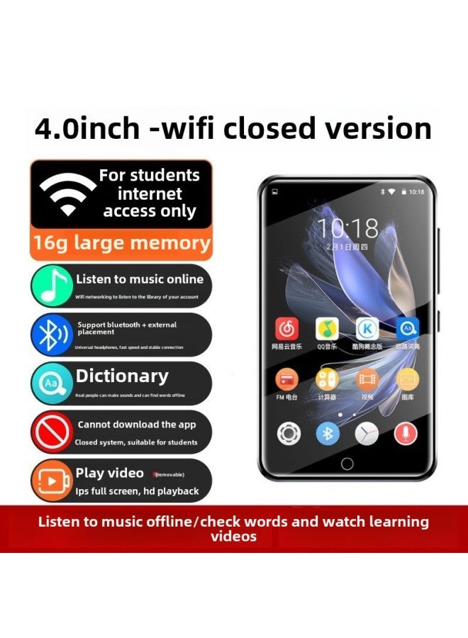 Internet-Senior High School Student-specific Walkman Music Player Full Screen Postage Home Wholesale-Body Color:For Students#Wifi Closed Version Listen To Music And Learn English/no Games-Memory Capacity:48g (body Memory 16g + 32g Memory Card) Recommended For Junior High School Students To Listen To Music And Find Words - Package 2: Host + Lossless Bluetooth Headset + Free Protective Case 