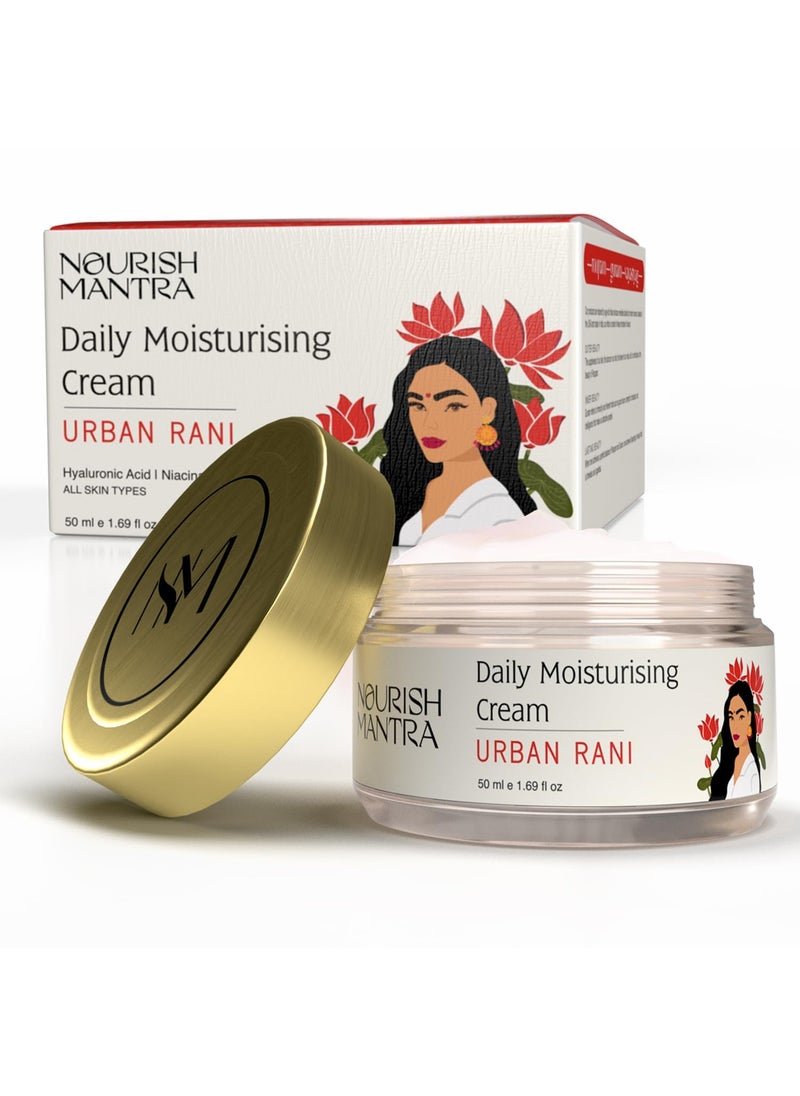 NOURISH MANTRA - NOURISH MANTRA  Urban Rani Daily Moisturizing Cream  Face Cream Made With Hyaluronic Acid Niacinamide  Sea Buckthorn  Moisturizer for All Skin Types  Hydrates  Nourishes Skin  50 ml - Image 1