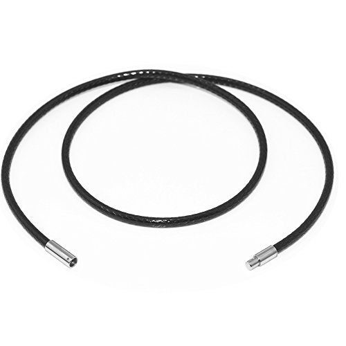 Glory Qin 3mm Black Leather Cord Chain Stainless Steel Clasp Necklace Rope 16 TO 28 Inch (16 Inch) - Image 1