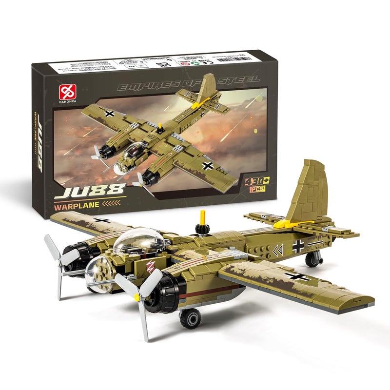 DAHONPA JU88 Bomber Plane Junker Aircraft Building Set [430pcs+] Classic German Fighter Models, Perfect for Holiday Gifts and Military Displays - Image 1