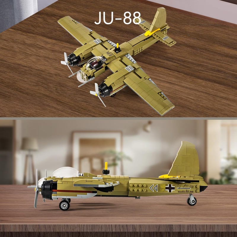 DAHONPA JU88 Bomber Plane Junker Aircraft Building Set [430pcs+] Classic German Fighter Models, Perfect for Holiday Gifts and Military Displays - Image 2