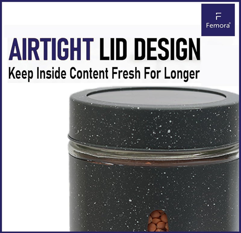 Femora Airtight Glass Jars 1000ml Set of 2 | Triangular Window Design | Carbon Steel Body | BPA Free & Food Grade | 1 Year Lid Warranty | For Snacks, Masala, Spice, Pickle, Cookies | Grey - Image 5