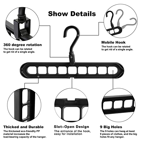 HEYHOUSE Closet Organizers and Storage,College Dorm Room Essentials,Pack of 10 Multifunctional Organizer Magic Space Saving Hangers with 9 Holes Storage Organization for Wardrobe Closet - Image 4