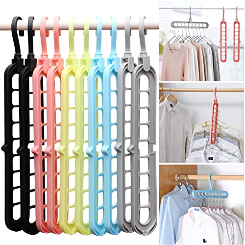 HEYHOUSE Closet Organizers and Storage,College Dorm Room Essentials,Pack of 10 Multifunctional Organizer Magic Space Saving Hangers with 9 Holes Storage Organization for Wardrobe Closet - Image 1