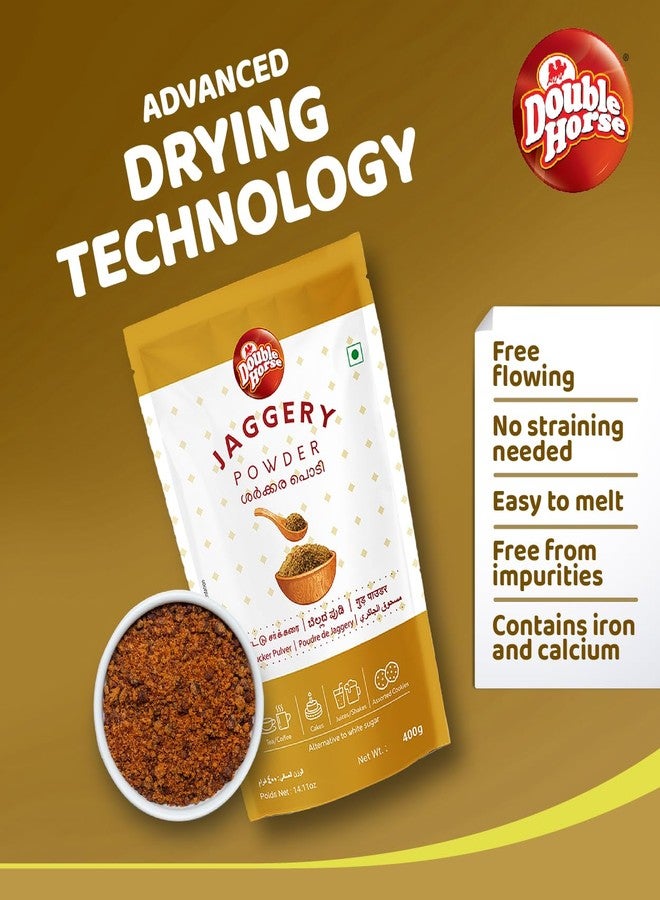 Double Horse Natural Jaggery Powder 400g | Gud jaggery powder | Export Quality | Tunnel dried and free flowing - Image 3