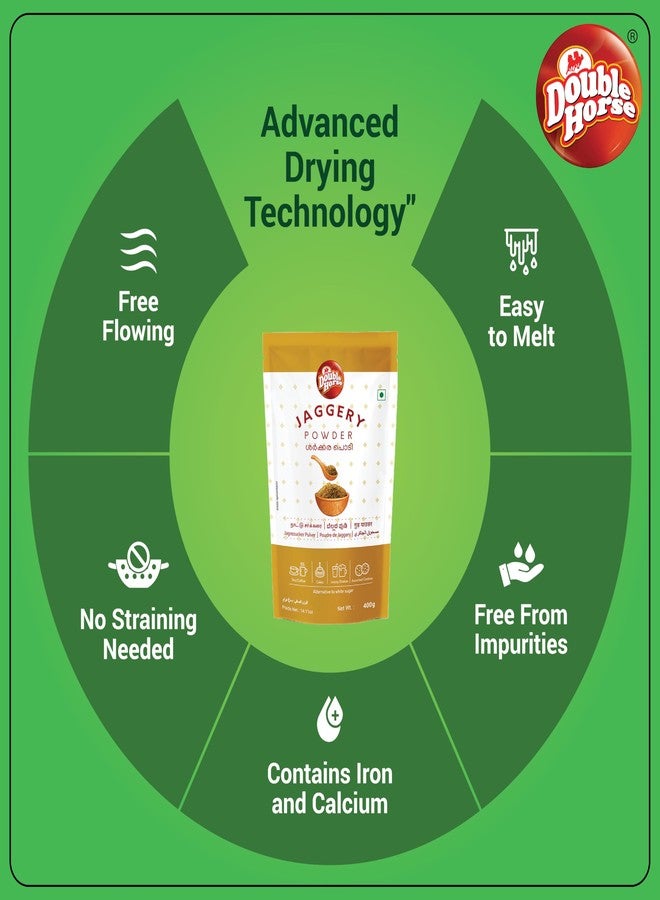 Double Horse Natural Jaggery Powder 400g | Gud jaggery powder | Export Quality | Tunnel dried and free flowing - Image 4