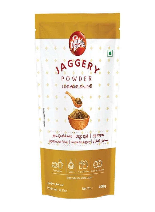Double Horse Natural Jaggery Powder 400g | Gud jaggery powder | Export Quality | Tunnel dried and free flowing - Image 1