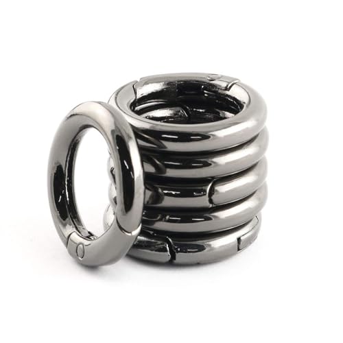 Tia Premium Spring Ring, Metal Spring Gate Open O Ring, Openable Round Carabiner for Leather Bag Handbag Belt Strap, Keychain (Black Spring Ring-20mm-6Pcs) - Image 3