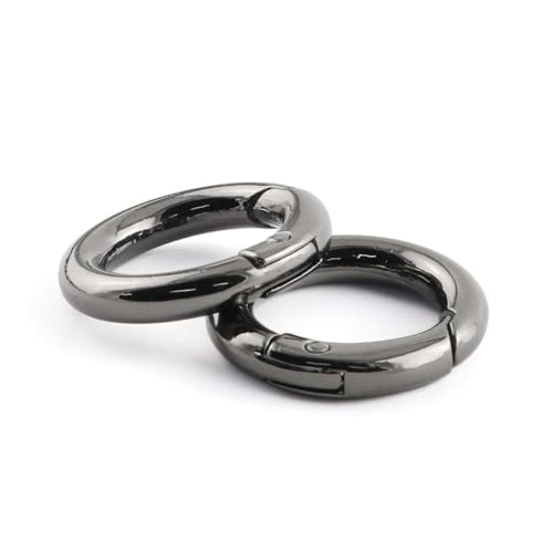 Tia Premium Spring Ring, Metal Spring Gate Open O Ring, Openable Round Carabiner for Leather Bag Handbag Belt Strap, Keychain (Black Spring Ring-20mm-6Pcs) - Image 1