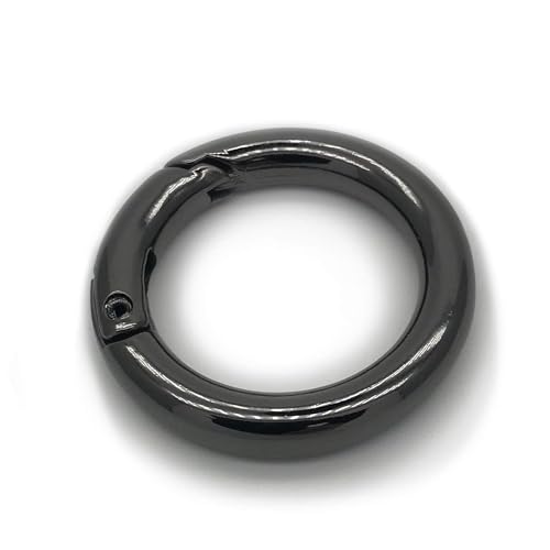 Tia Premium Spring Ring, Metal Spring Gate Open O Ring, Openable Round Carabiner for Leather Bag Handbag Belt Strap, Keychain (Black Spring Ring-20mm-6Pcs) - Image 2