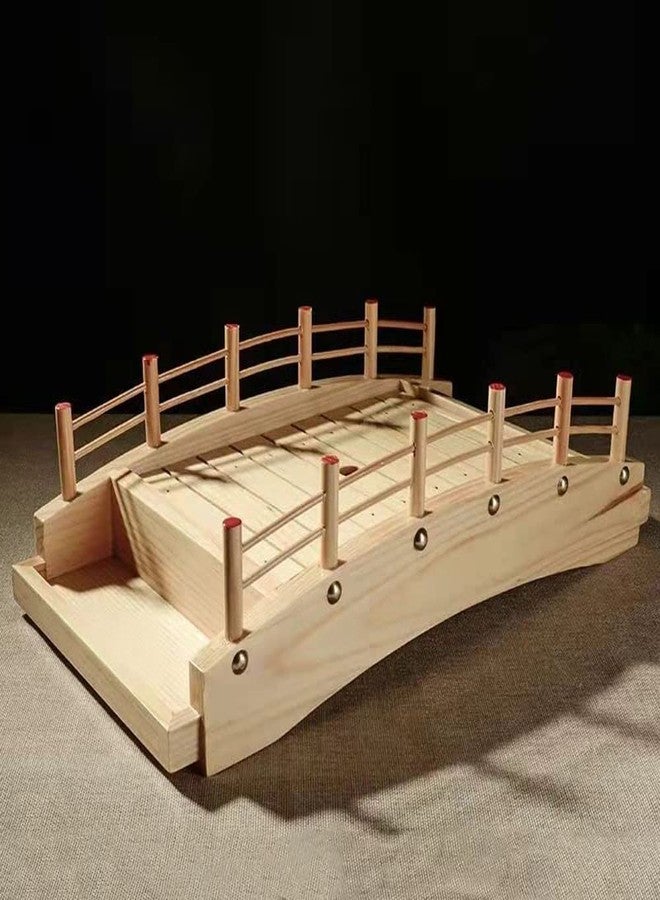 BOLLAER Arch Bridge Sushi Boat, Sushi Tray Sushi Bridge Arched Bottom Sushi Sashimi Container Wooden Arched Bridge Sushi Plate Serving Boat Plate for Restaurant or Home - Image 2