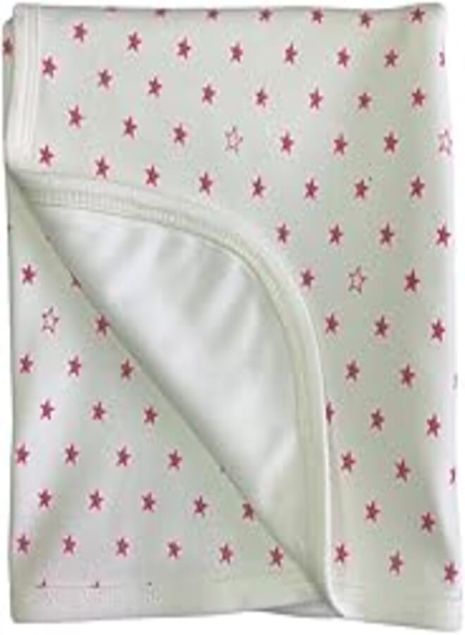Komkom Baby Cotton Blanket Ecru – Print Stars Rose
