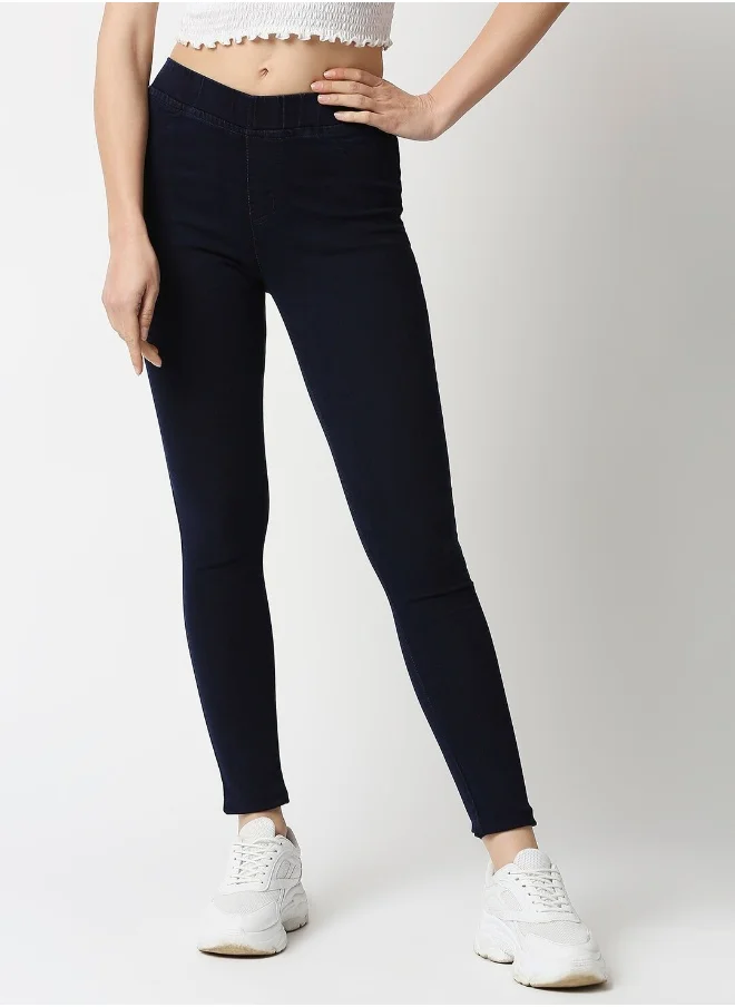 HIGH STAR Women Navy Blue Solid Jeggings