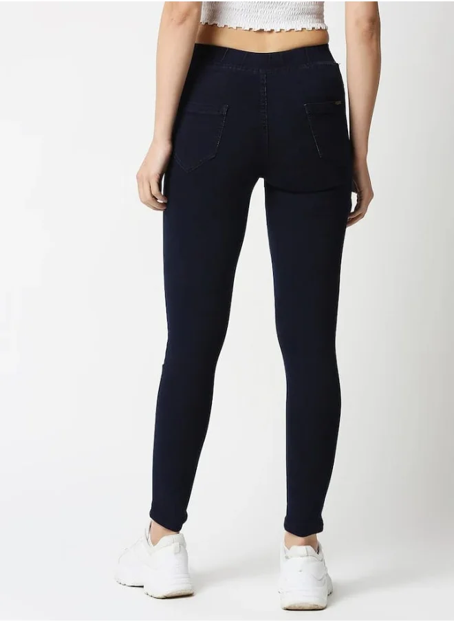HIGH STAR Women Navy Blue Solid Jeggings
