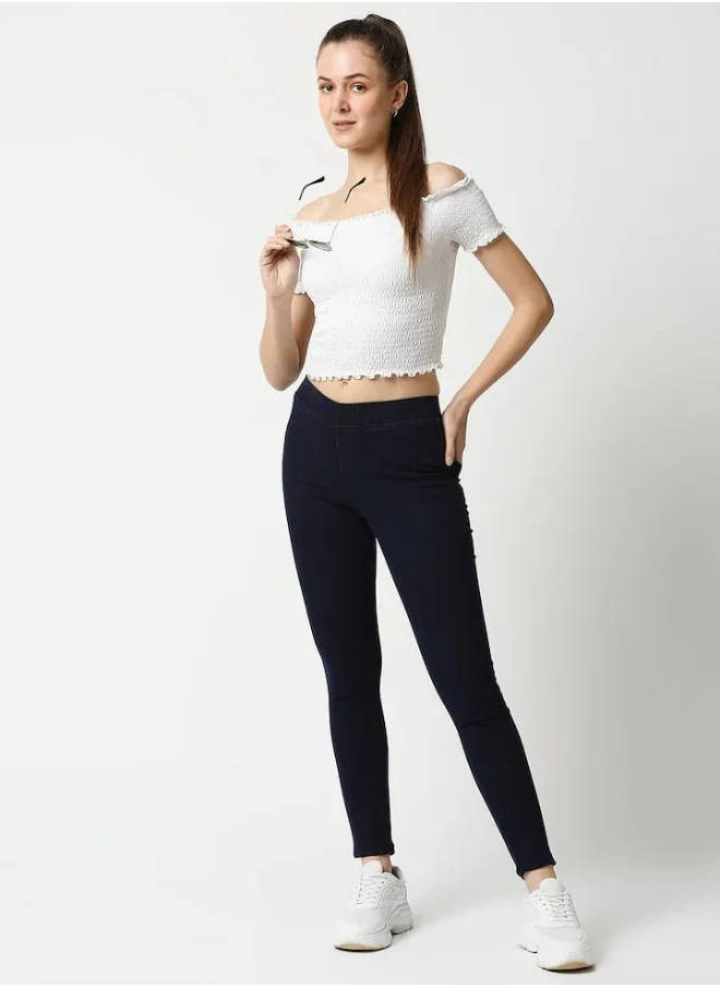 HIGH STAR Women Navy Blue Solid Jeggings