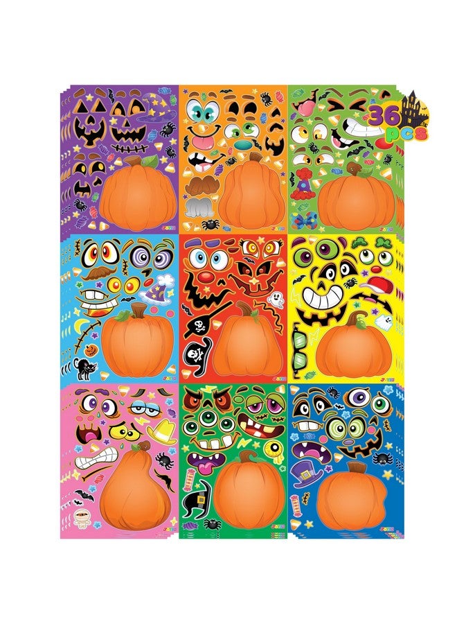 JOYIN 36 PCS Halloween Pumpkin Stickers, Party Favor for Kids, Art Crafts Party Supplies, Pumpkin Decorating Face Sticker Sheets with 9 Designs, Halloween Goodies Classroom Activities Games - Image 1
