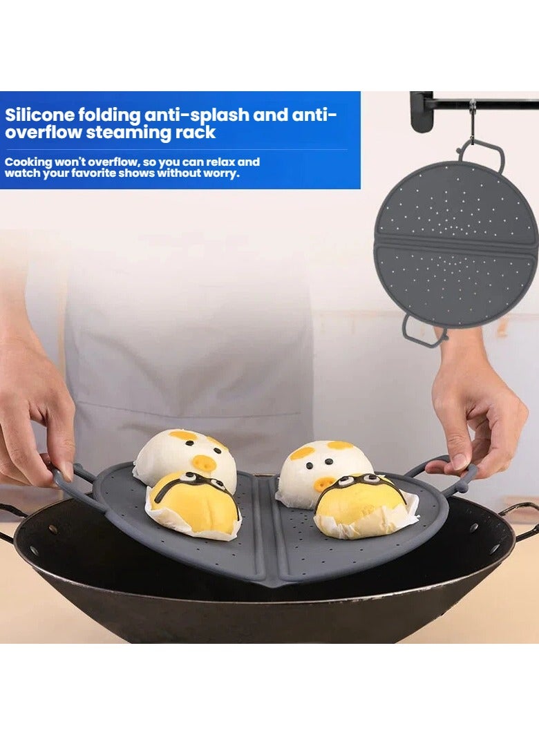 general Silicone Collapsible Steamer Rack with Handle - Heat Resistant Foldable Steaming Rack for Pots Pans - Image 2