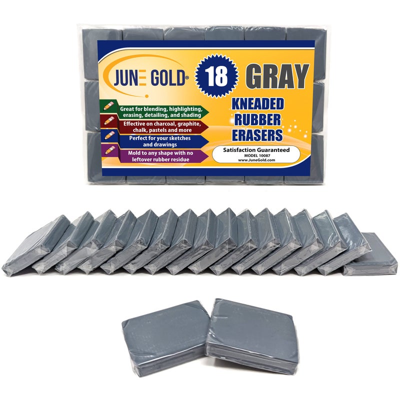 June Gold 18 Gray Kneaded Erasers Blend Shade Smooth Correct and Brighten Your Sketches and Drawings