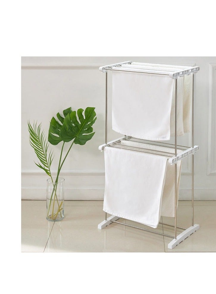 تايمي رف تجفيف الغسيل بطبقتين حامل مناشف قائم على الأرض تصميم متعدد الطبقات قوي ومتين - Image 5