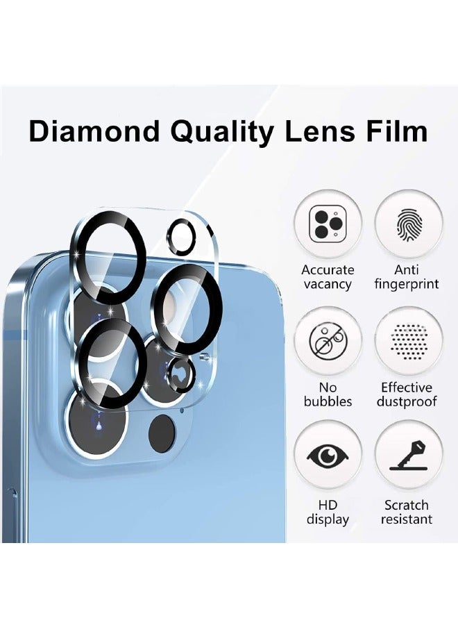 اليشمك قطعتان من واقي الشاشة الزجاجي المقوى لهاتف iPhone 15 Pro Max + قطعتان من مجموعة واقي عدسة الكاميرا، طبقة زجاجية عالية الدقة صلابة 9H مقاومة للخدش (معلبة، ملحقات التثبيت متضمنة) - Image 3