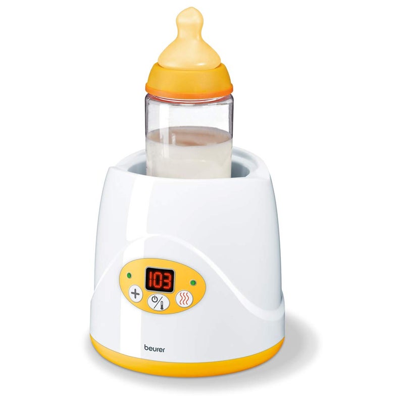 Beurer Baby Bottle Warmer Food WarmerBY52 Portable 2in1 Heater with Keep Warm Function for BreastMilkFormula Food AVENT NUK Bottles with LifterLED DisplaySafety SwitchOff Cap