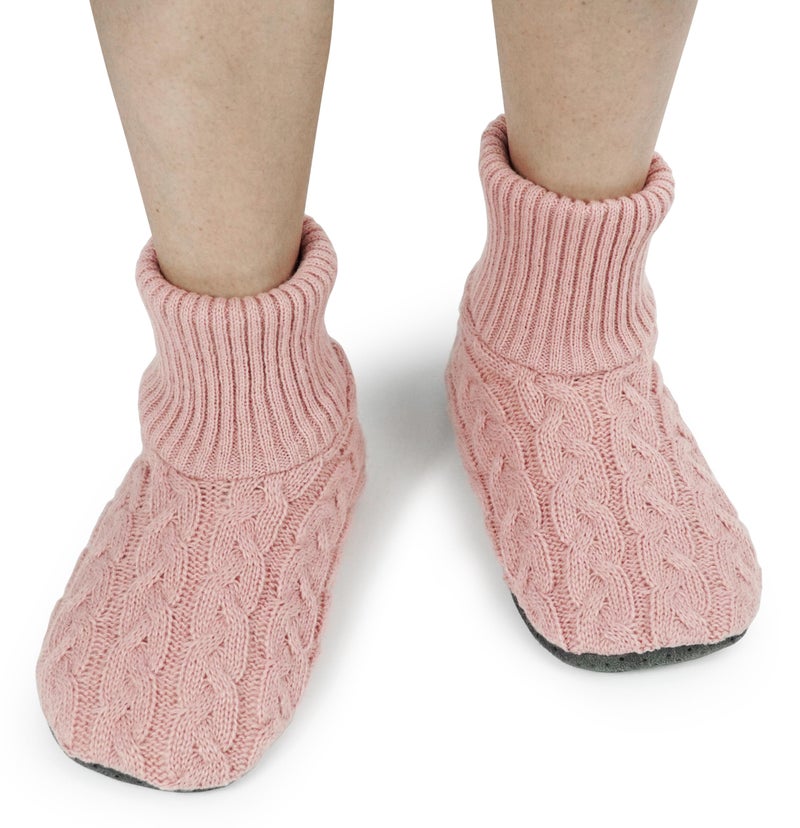 BenSorts Slipper Socks for Women Thick House Sock with Grippers Shoes with Anti-Skid Bottom Soles Pink Size 8.5 9.5 10.5 - Image 2