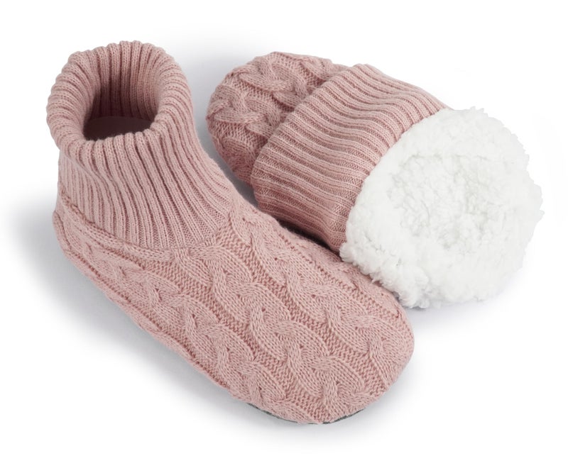 BenSorts Slipper Socks for Women Thick House Sock with Grippers Shoes with Anti-Skid Bottom Soles Pink Size 8.5 9.5 10.5 - Image 3