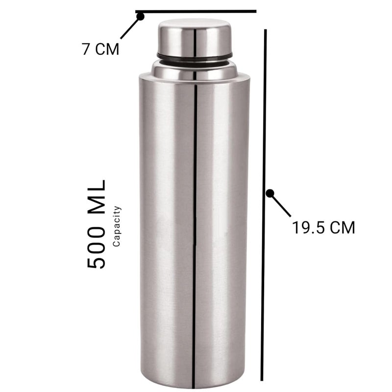 STEEPLE Steel Water Bottle 500 ML Set of 6 Silver - Image 3