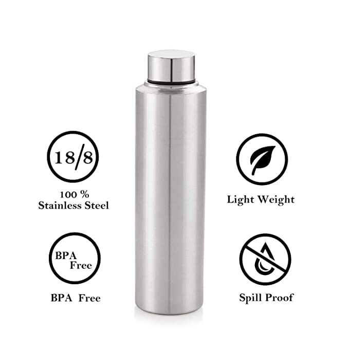STEEPLE Steel Water Bottle 500 ML Set of 6 Silver - Image 4