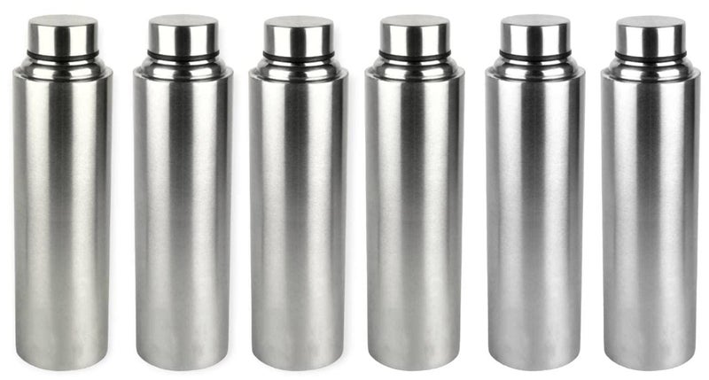 STEEPLE Steel Water Bottle 500 ML Set of 6 Silver - Image 1