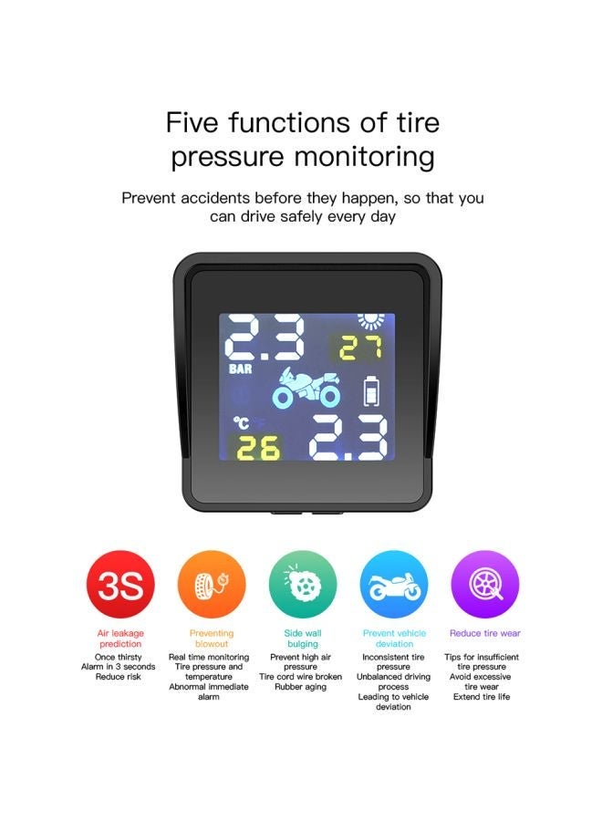 NIBEMINENT Solar Wireless Motorcycle Tire Pressure Monitoring System  - Image 3
