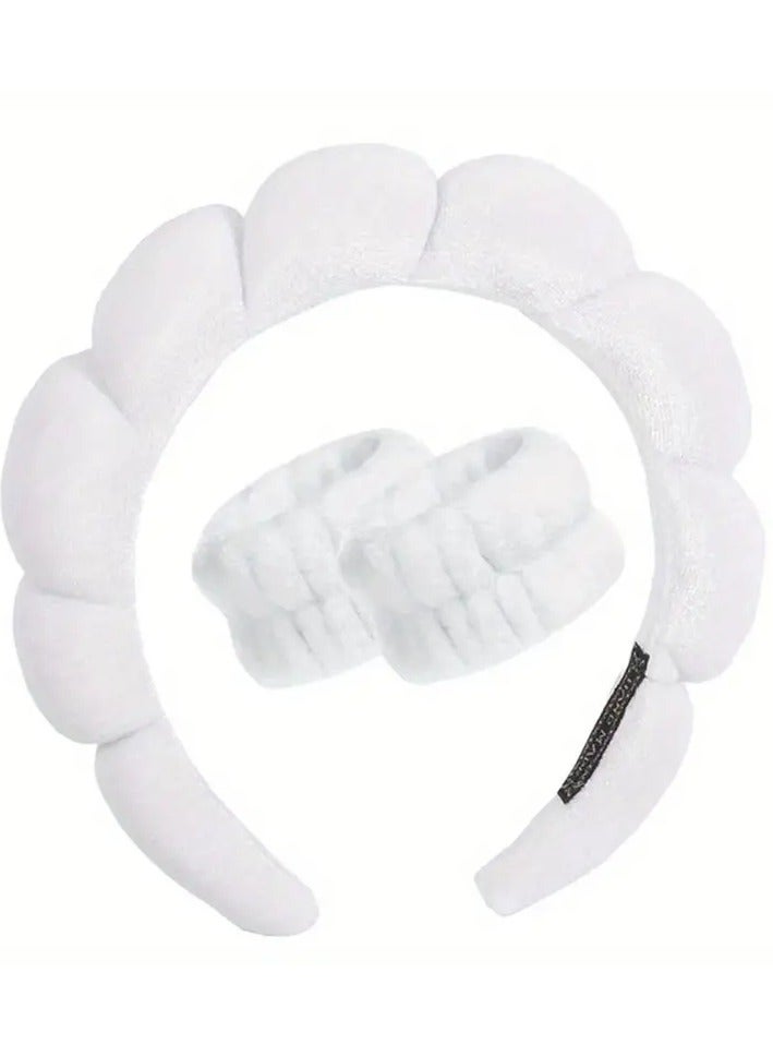 ORiTi Puffy Spa Headband with Washing Wristbands Perfect for Skincare  and Makeup  - Image 1