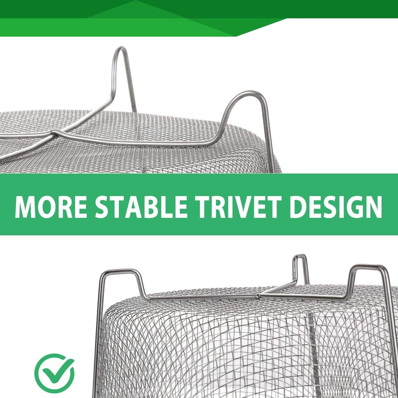 AOZITA Steamer Basket for Instant Pot Accessories 6 qt or 8 quart - 2 Tier Stackable 18/8 Stainless Steel Mesh - Silicone Handle - Vegetable Steamer Insert, Egg Basket, Pasta Strainer,Silver - Image 5