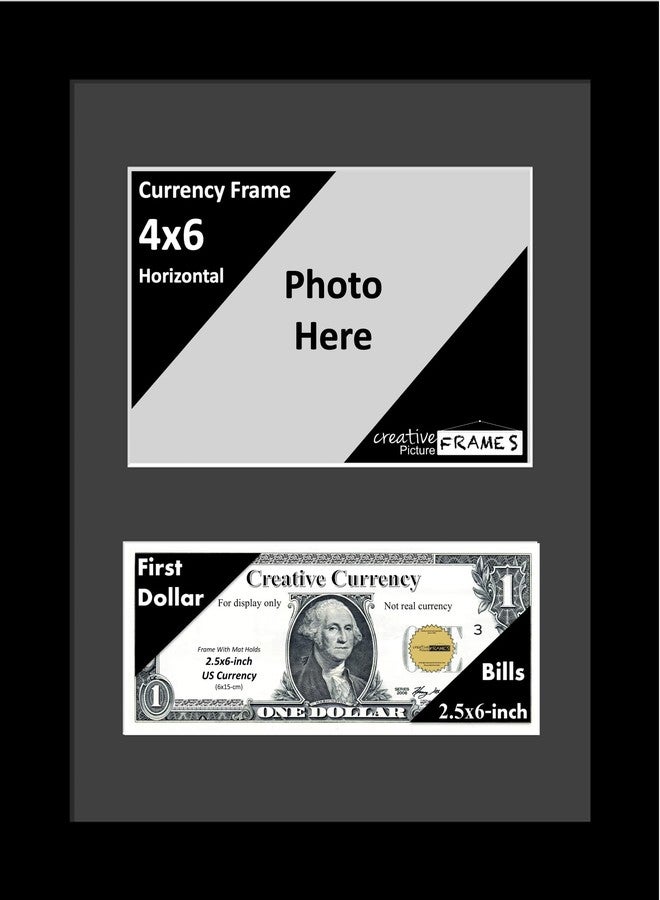 Creative Picture Frames 4x6 First Dollar Photo Frame Holds US Currency and 4x6 Horizontal Media Photograph with Black Mat - Image 1