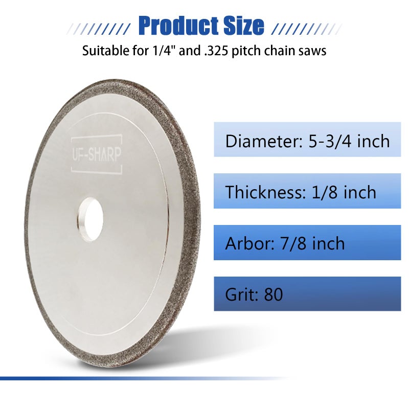 UF-Sharp CBN Chainsaw Sharpening Wheel 5-3/4" Dia X 1/8" Thick for 1/4" and .325 Pitch Chainsï¼ˆ1/8" Thickï¼‰ - Image 2