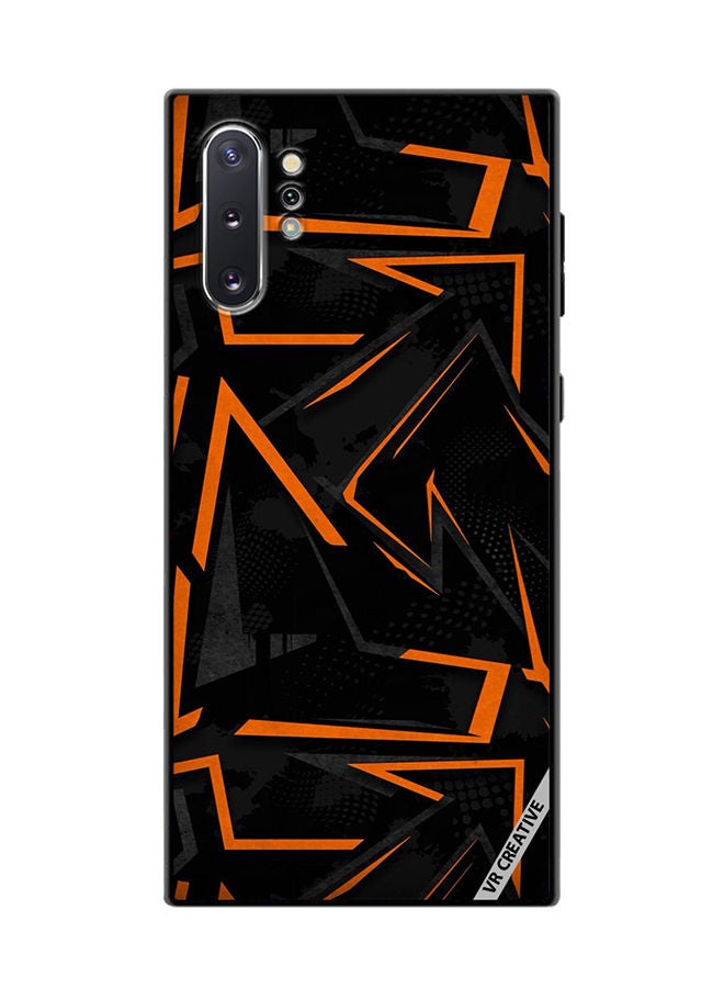 VR CREATIVE Protective Case Cover For Samsung Galaxy Note10 Plus 5G Black & Orange Pattern Design Multicolour - Image 1