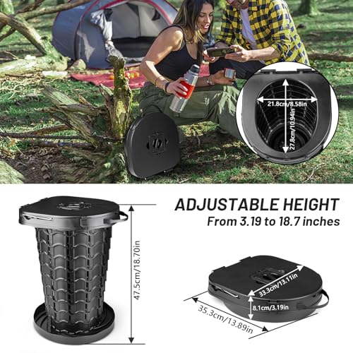 Hesanzol XXL Retractable Portable Toilet Travel Toilet 440lbs Capacity Adjustable Height Camping Toilet for Adults Kids 319187 Inches Collapsible Portable Potty for Camp Car Boat Tent - Image 3
