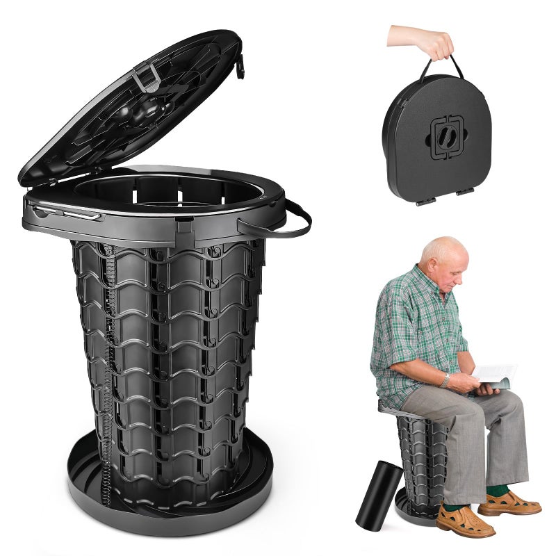 Hesanzol XXL Retractable Portable Toilet Travel Toilet 440lbs Capacity Adjustable Height Camping Toilet for Adults Kids 319187 Inches Collapsible Portable Potty for Camp Car Boat Tent - Image 2