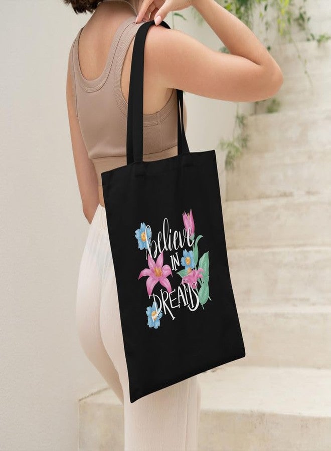 TrendoPrint Large Tote Bag for Women with Zip, Stylish Cotton Handbags, Canvas Tote Bags for College & Groceries NTBDB8 - Image 4