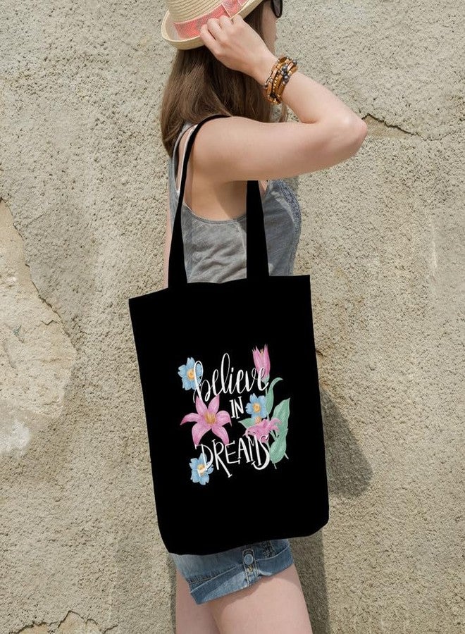 TrendoPrint Large Tote Bag for Women with Zip, Stylish Cotton Handbags, Canvas Tote Bags for College & Groceries NTBDB8 - Image 2