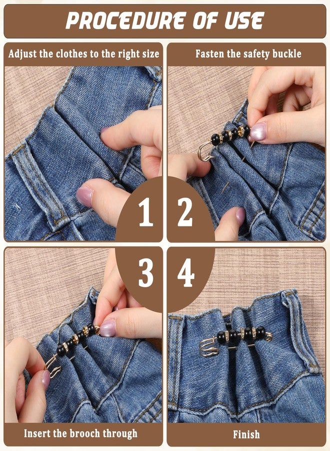 Jeffdad 10Pcs Pearl Brooch Safety Pins, Pearl Brooches and Pins for Women, Pearls Decorative Safety Pins, Pant Waist Tightener Pin for Clothes Fashion Faux Pearls Shawl Pin Clothing Fixer Brooch - Image 5