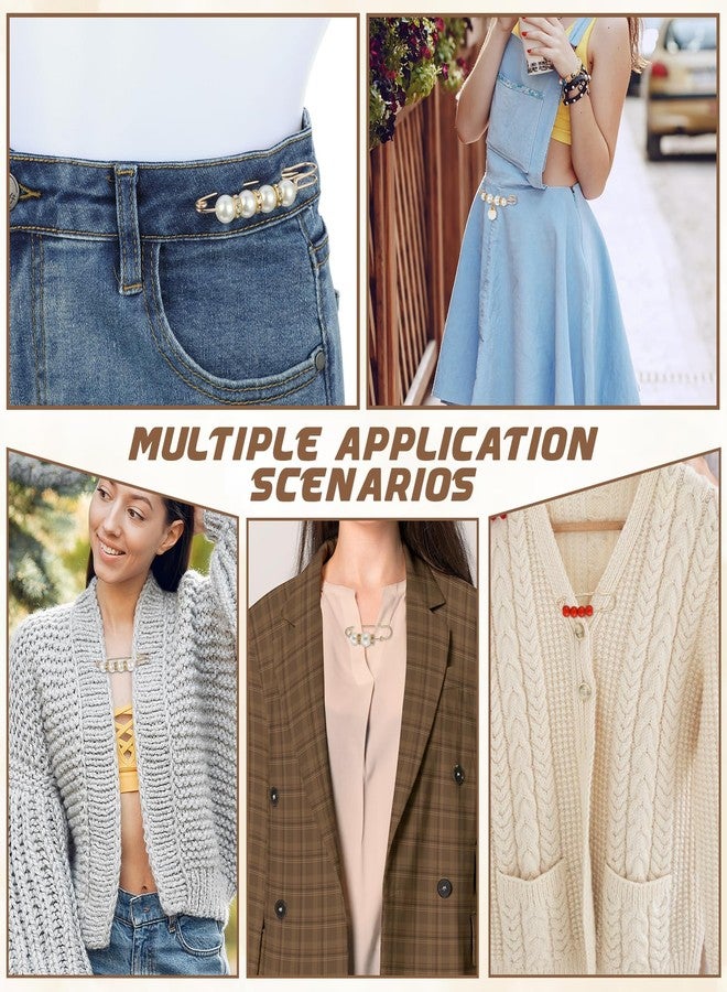 Jeffdad 10Pcs Pearl Brooch Safety Pins, Pearl Brooches and Pins for Women, Pearls Decorative Safety Pins, Pant Waist Tightener Pin for Clothes Fashion Faux Pearls Shawl Pin Clothing Fixer Brooch - Image 4