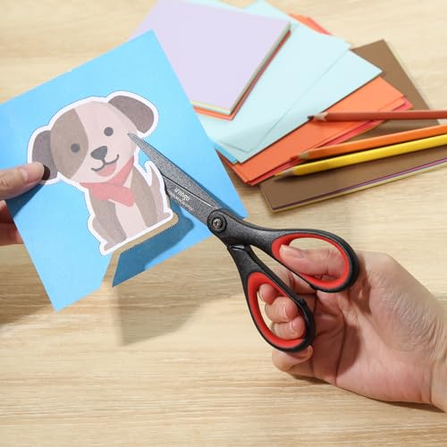 LIVINGO 3 Pack Titanium Scissors All Purpose - Non Stick Stainless Steel Sharp Scissors Set Heavy Duty for Office School Sewing Crafting Cutting Fabric Paper, Comfortable Grip, 5”, 7” & 8” - Image 5