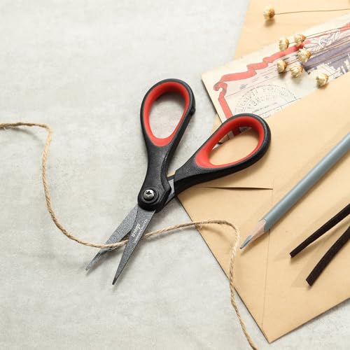 LIVINGO 3 Pack Titanium Scissors All Purpose - Non Stick Stainless Steel Sharp Scissors Set Heavy Duty for Office School Sewing Crafting Cutting Fabric Paper, Comfortable Grip, 5”, 7” & 8” - Image 4