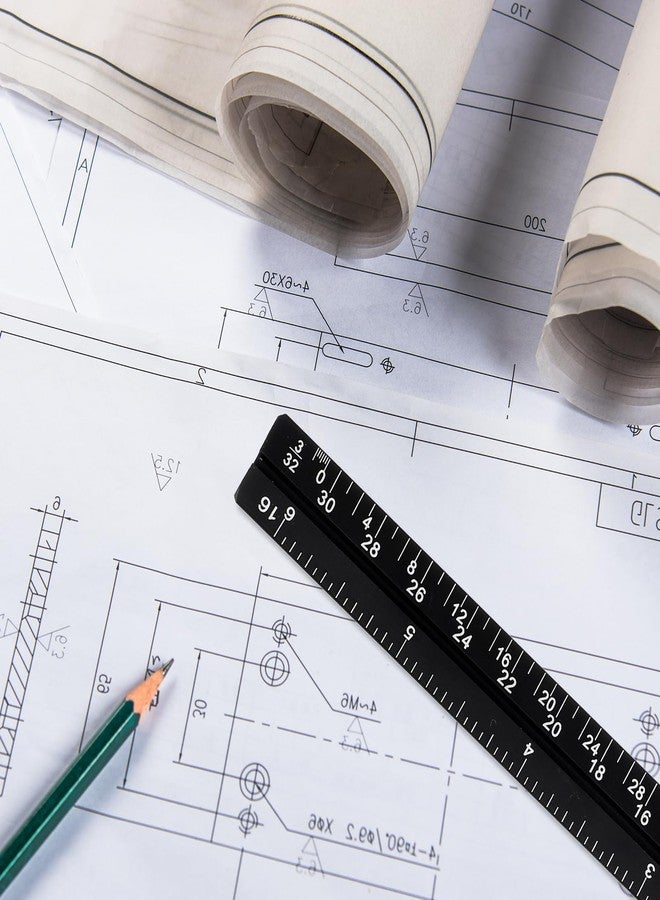 براساكو مسطرة براساكو المعمارية، قطعتان، 6 بوصات، مسطرة هندسية صغيرة، مسطرة جيب معدنية من الألومنيوم، مناسبة للمهندسين المعماريين والفنانين والرسامين. - Image 4