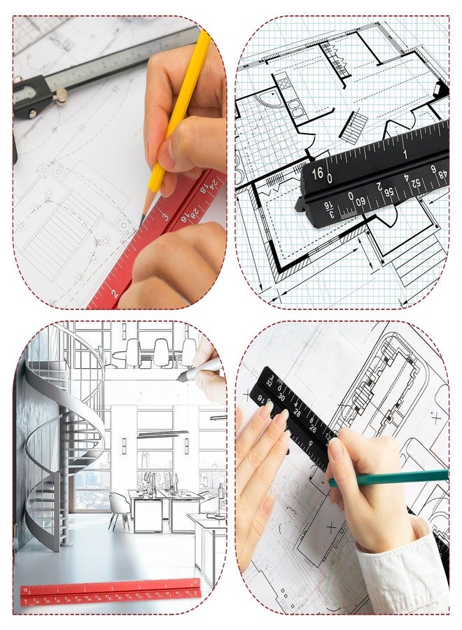 براساكو مسطرة براساكو المعمارية، قطعتان، 6 بوصات، مسطرة هندسية صغيرة، مسطرة جيب معدنية من الألومنيوم، مناسبة للمهندسين المعماريين والفنانين والرسامين. - Image 5