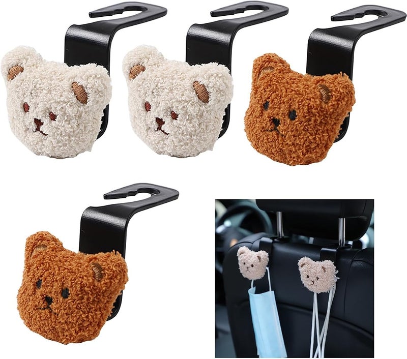BIGTHREE Car Seat Headrest Hook, Cute Bear Seat Back Hanging Hook, Universal Organizer Hooks, Multi-Functional Car Organizers for Storage of Bags and Clutter, Universal for SUV, Sedan, Truck - Image 1